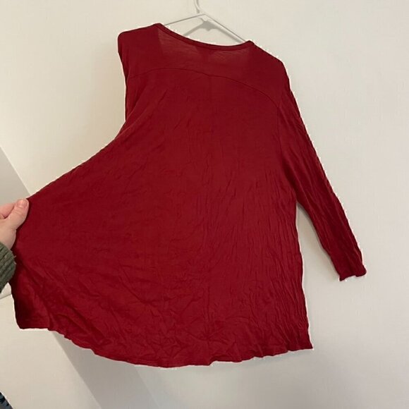 LUCKY BRAND Plus Size Burnout Velvet Bib Henley Top Burgundy Maroon Red Roll Tab - Picture 14 of 14